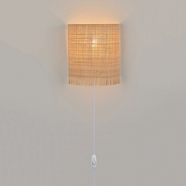 Applique murale Ibiza E14 25W IP20 L.20xH.23xP.10cm raphia naturel Corep
