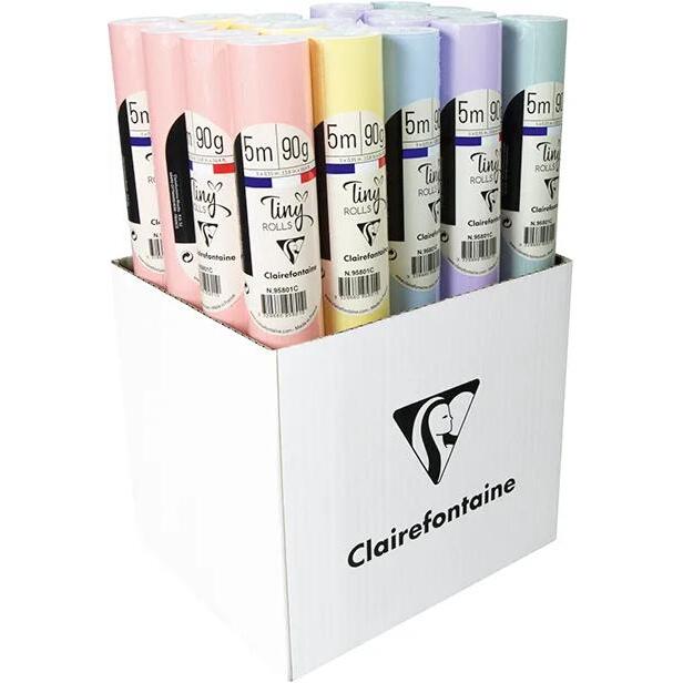 Papier affiche 90g, 5x0,35m en carton prés. de 20 rlx ass. Pastel - Assortiment pastel