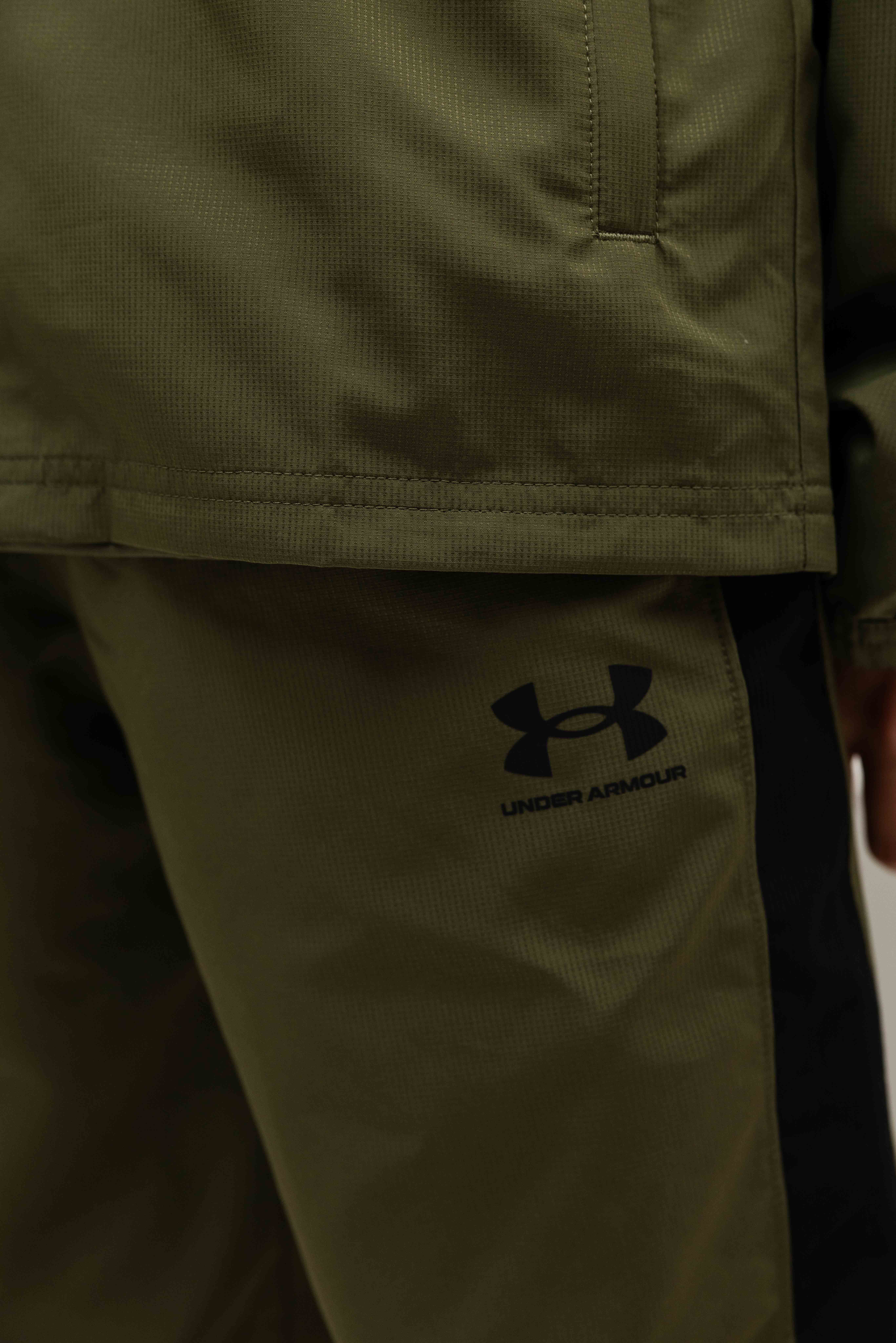 Under Armour Rival Woven Trainingspak Kids Donkergroen