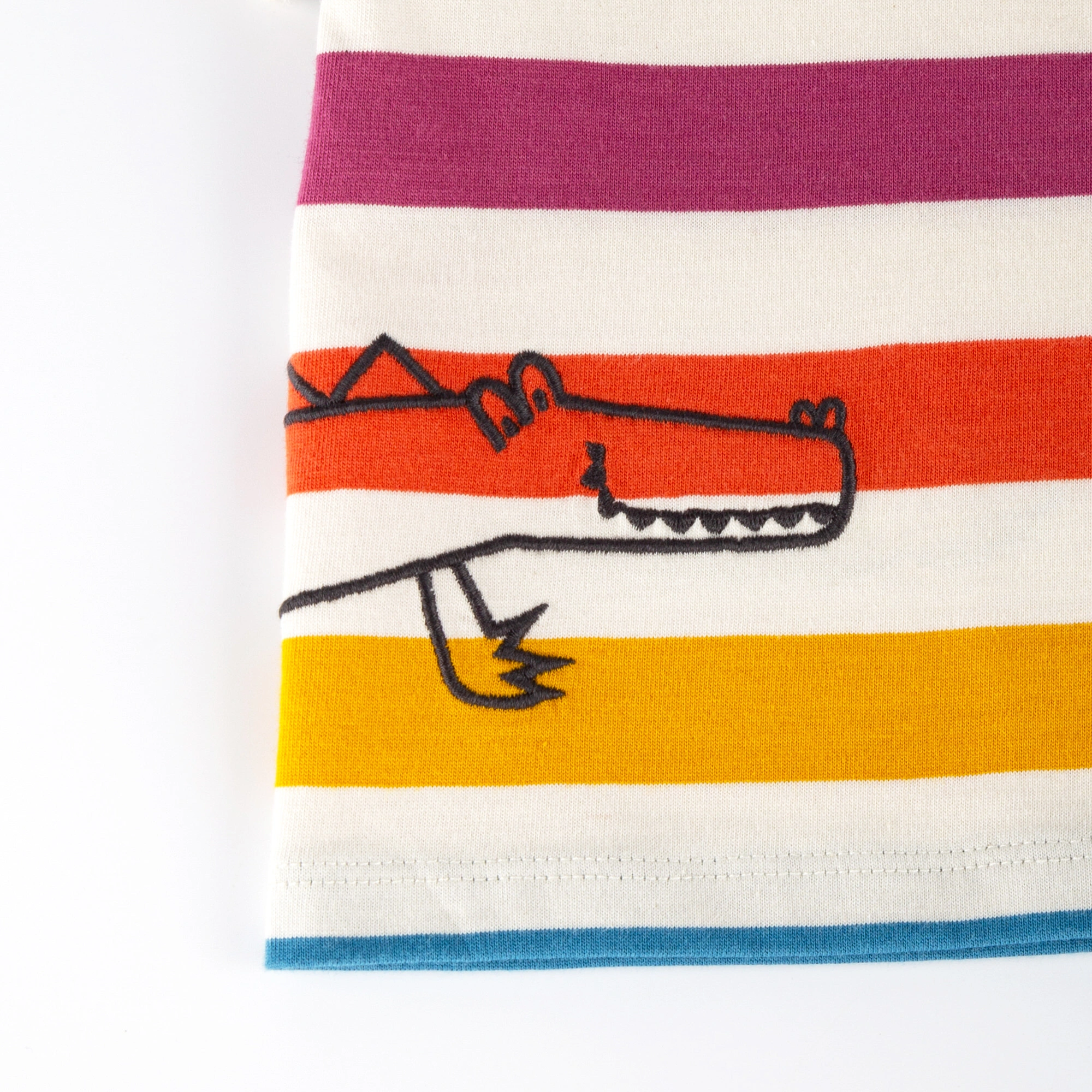 T-Shirt B - WILD CROCODILE STRIPES in ecru/bunt