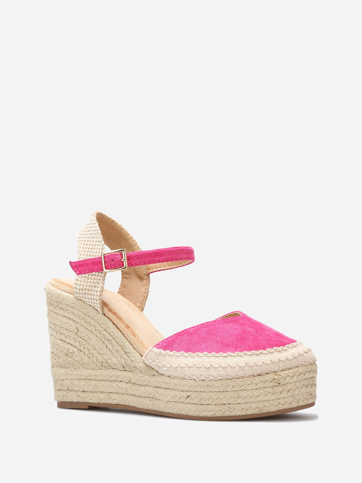 Espadrilles compensées à bride- Fuchsia