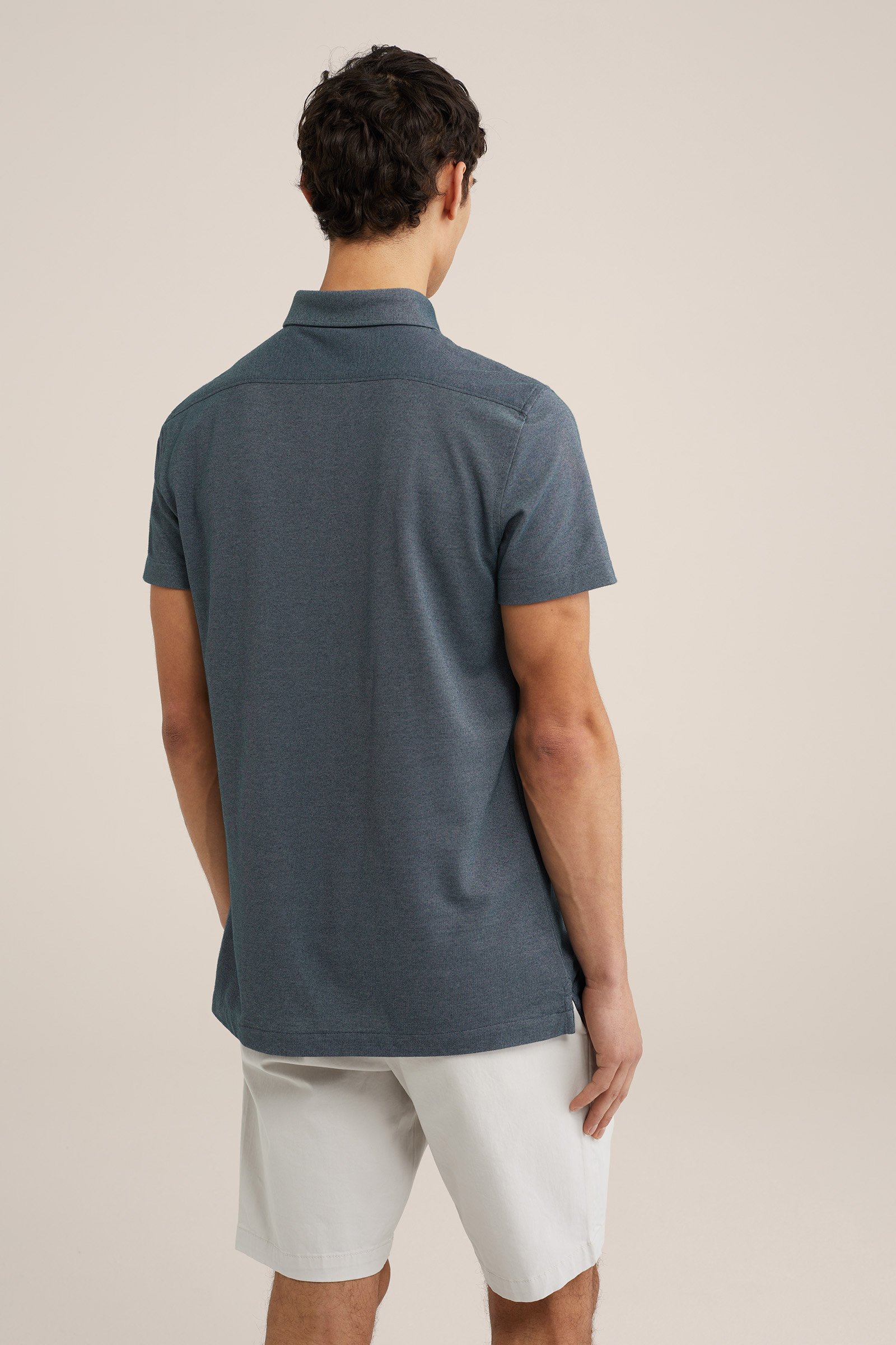 polo met structuur WE Fashion Grijsblauw