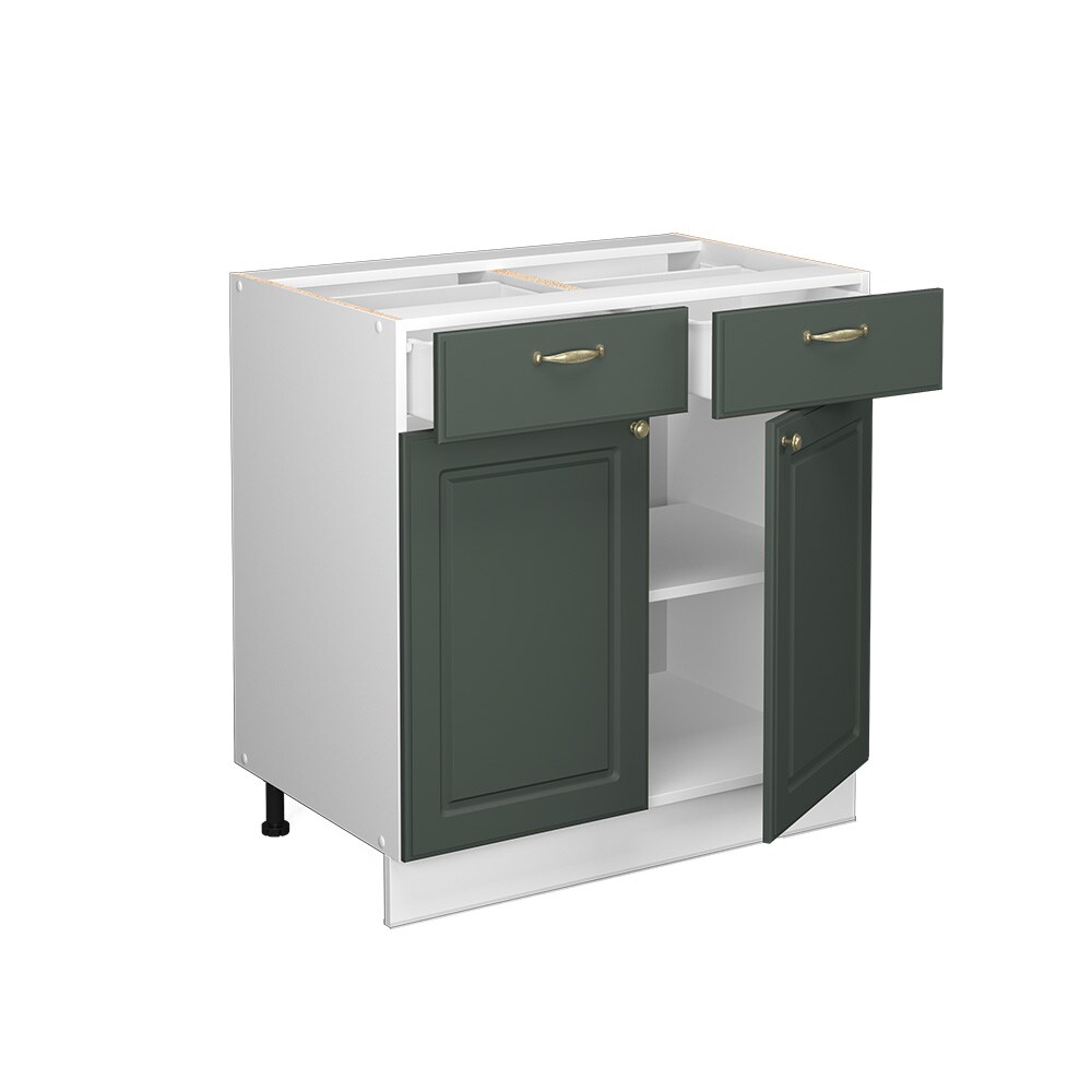 Vicco Schubunterschrank Küchenschrank Küchenmöbel Fame-Line Weiß Grün-Gold Landhaus 80 cm Küche Einbauküche Drehtür Schublade Einlegeboden Blende Küchenzeile