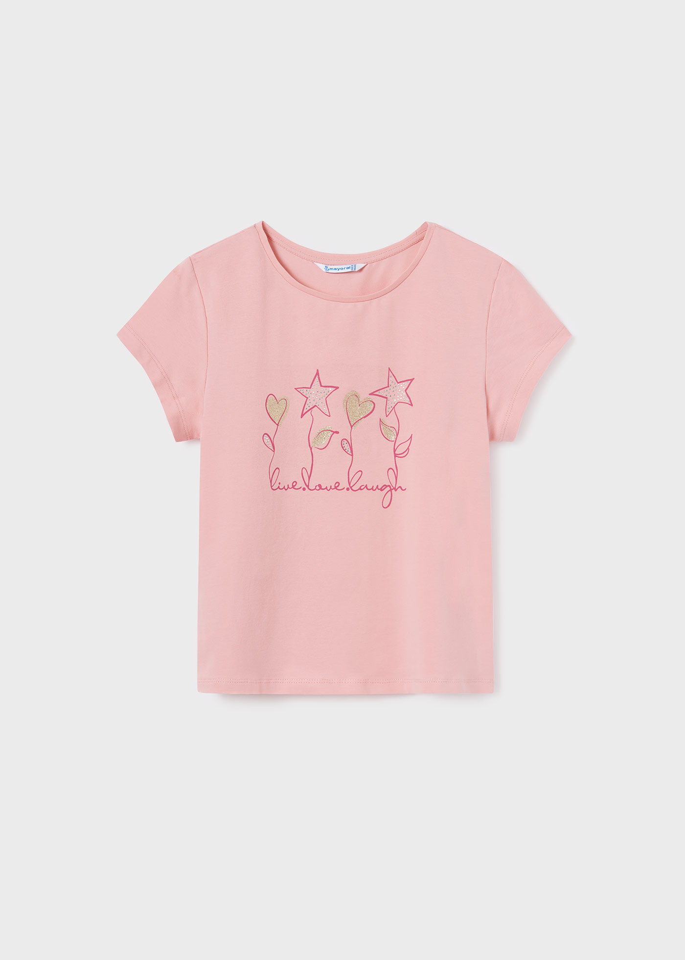 Camiseta de manga curta para meninas, feita de algodão sustentável.