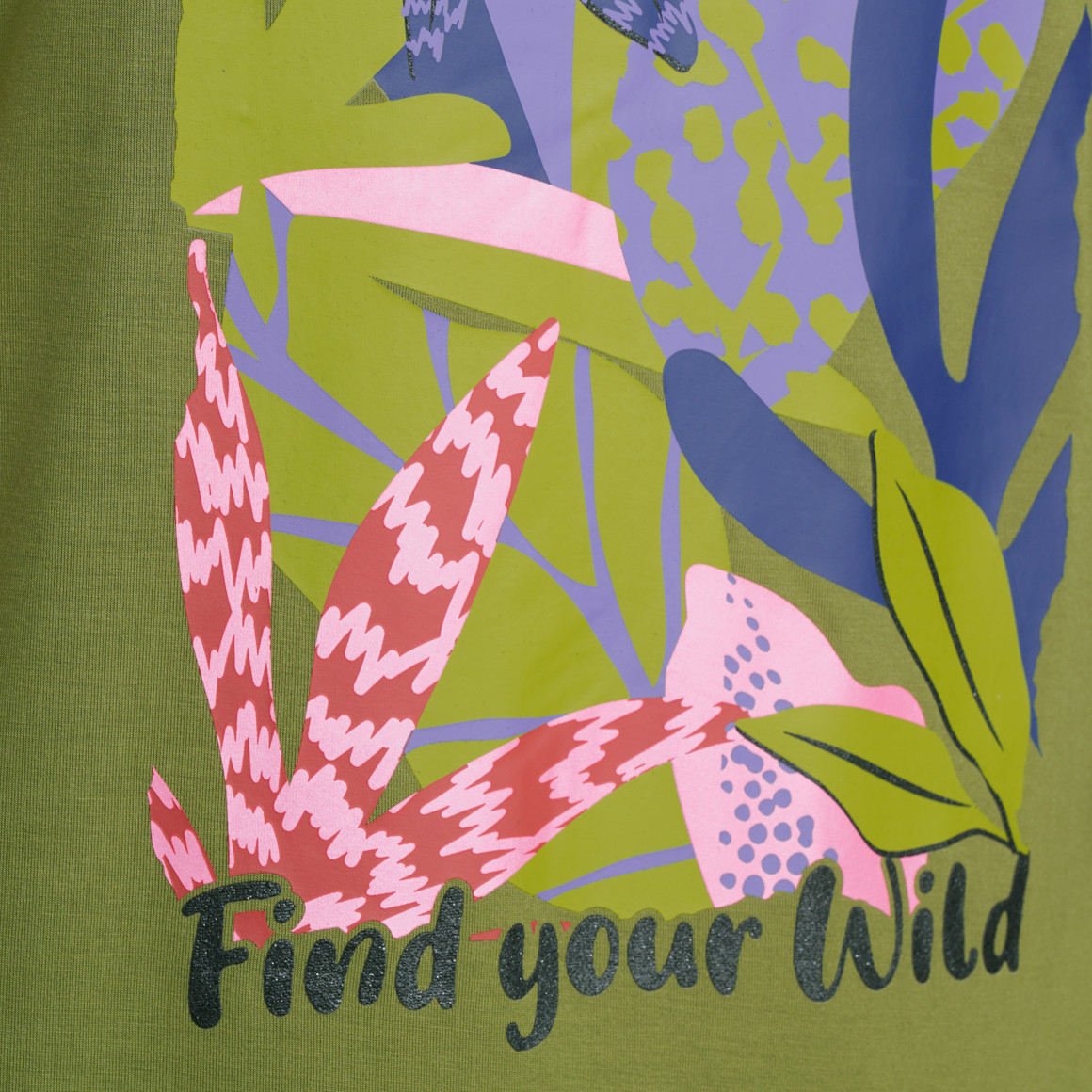 Gina Benotti Damen T-Shirt mit großem Print oliv