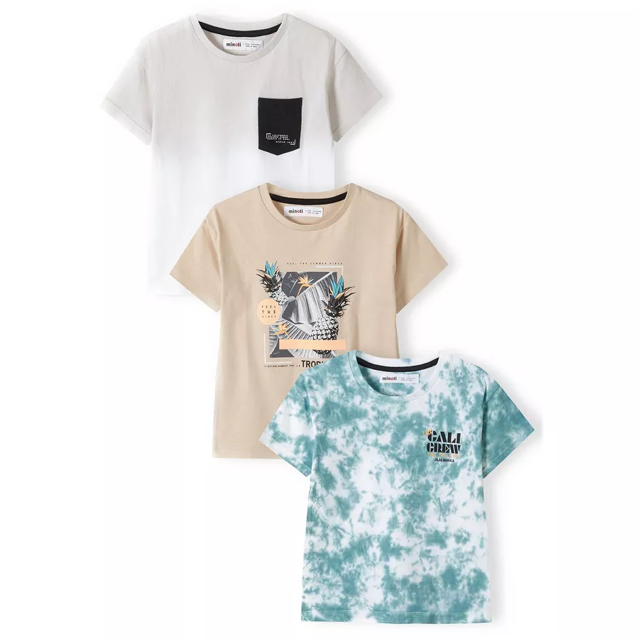 MINOTI 3er-Pack T-Shirts SteingrauWeißGrün