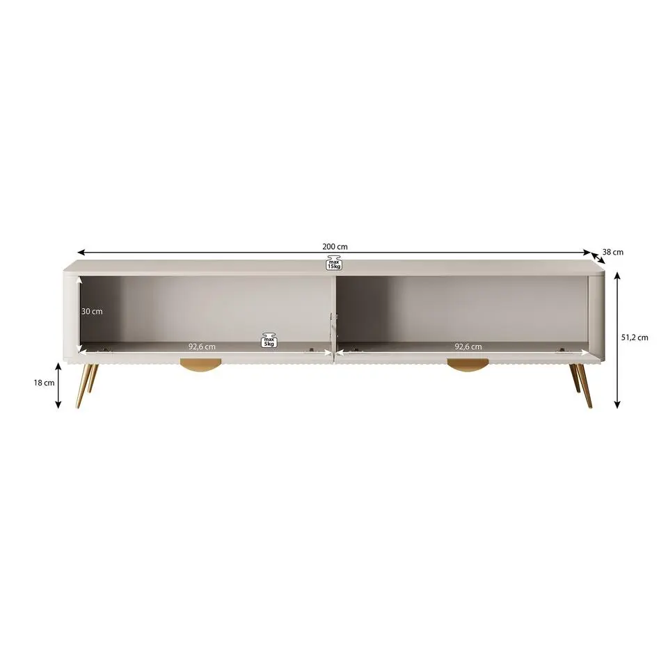 Meubella - TV-Meubel Lima - Zwart - 200 cm