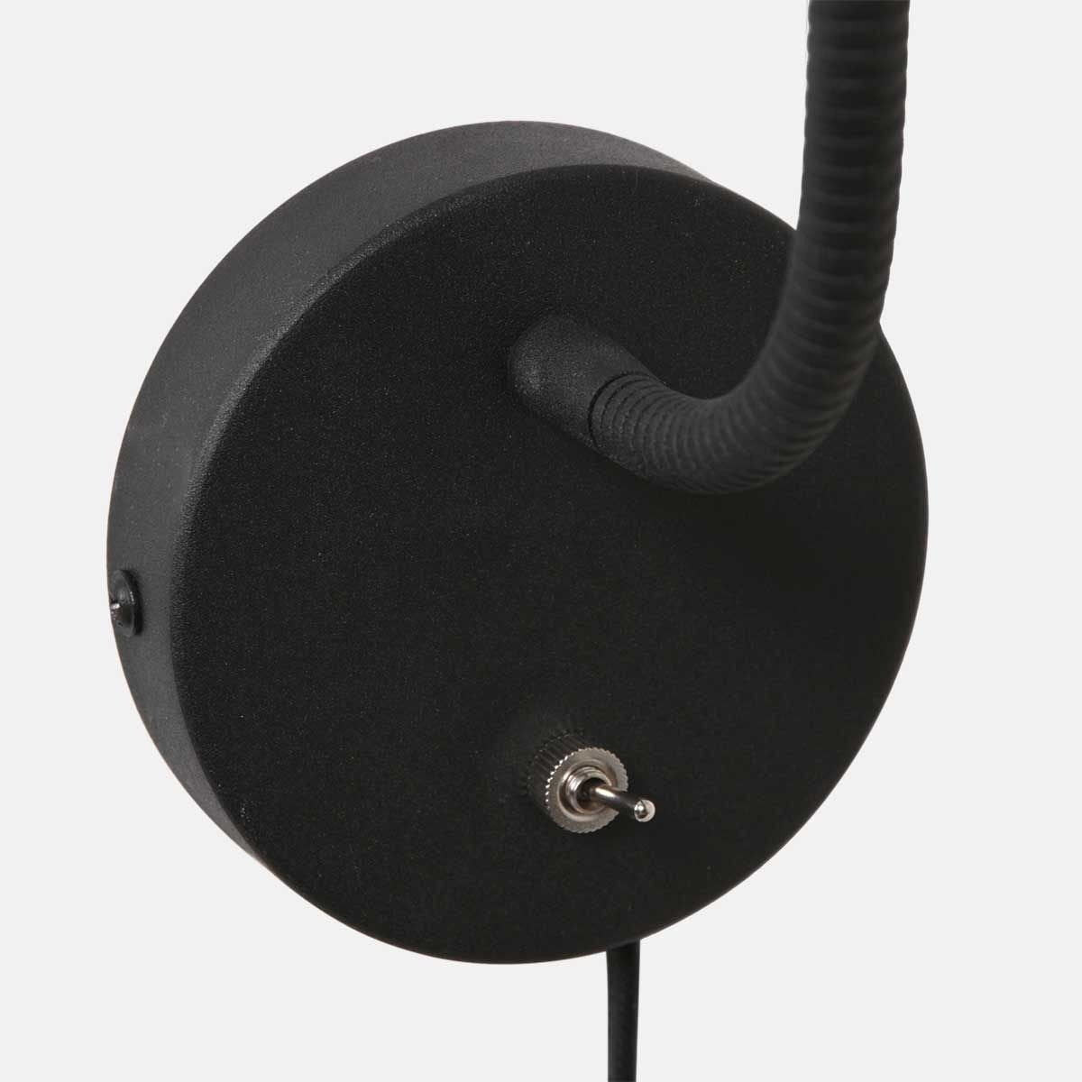 Mexlite - wandlamp - Upround - zwart - metaal staal - bedlampje -