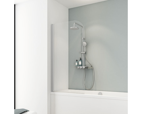 Badscherm, 1-delig, SCHULTE Komfort, 80 x 140 cm, helder glas, profielkleur aluminium, D1650-EKS 01 50 140