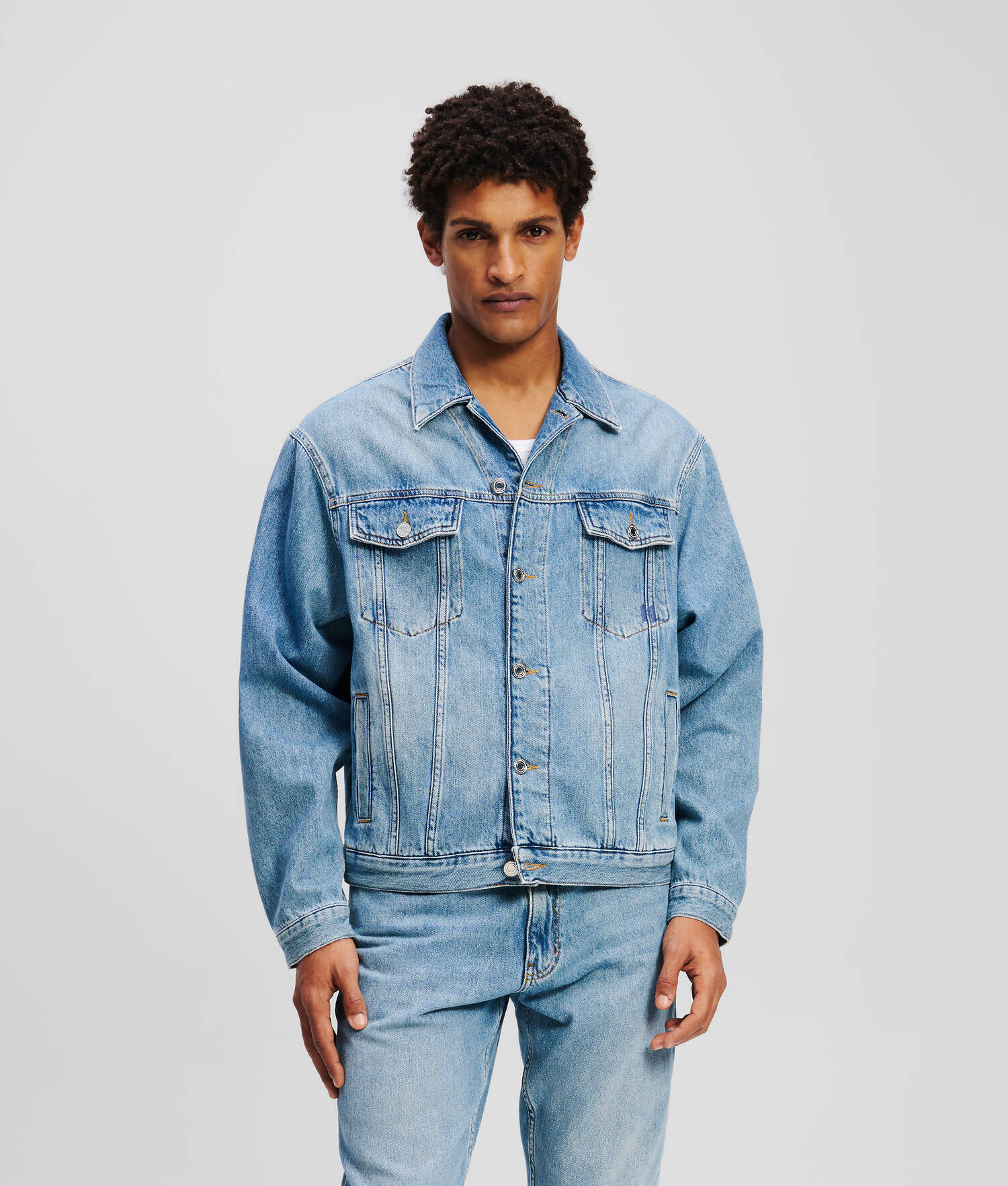 VESTE EN JEAN KL MONOGRAM - Bleu moyen Denim Wash