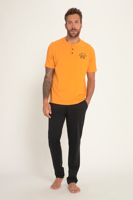 Schlafanzug, Homewear, OEKO-TEX, Zweiteiler, Henley mit Print, lange Hose