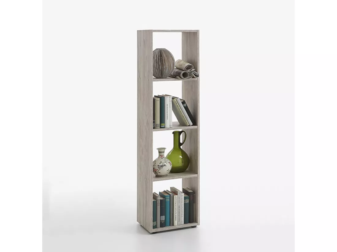Bibliothèque 4 cases en bois imitation chêne sable - BI13010