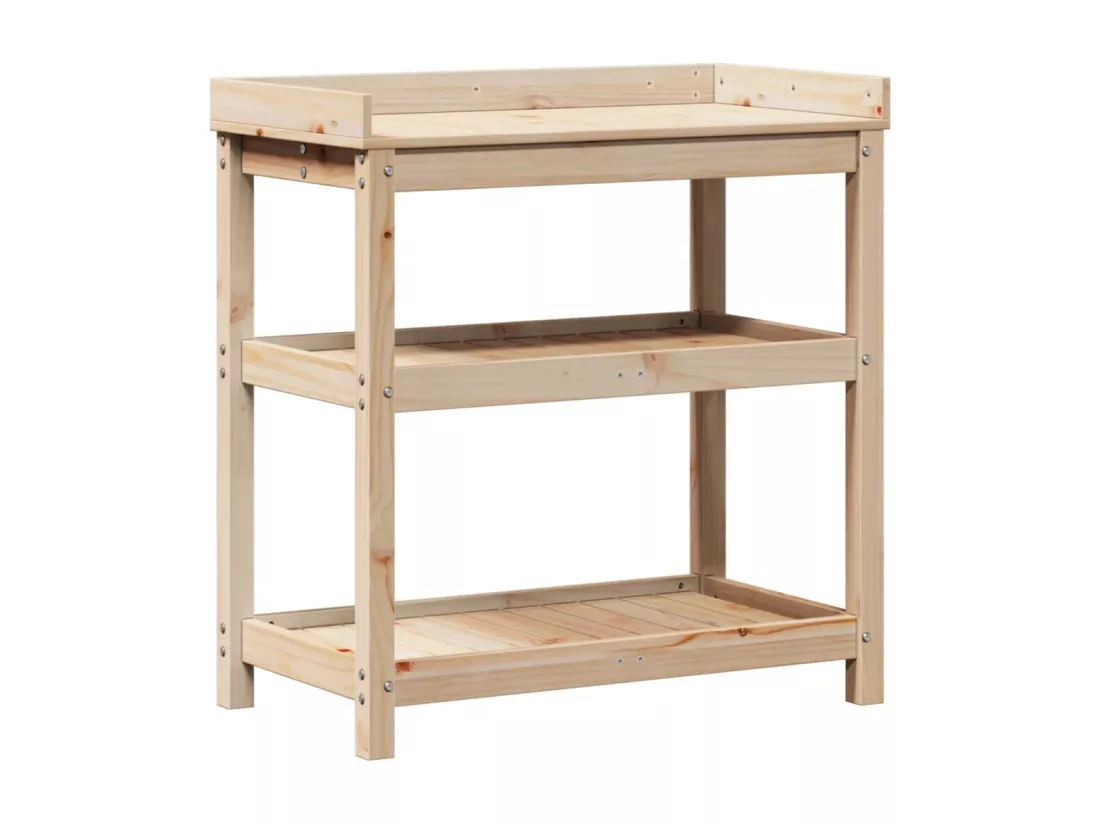 Table de rempotage et étagères 82,5x45x86,5 cm bois massif pin