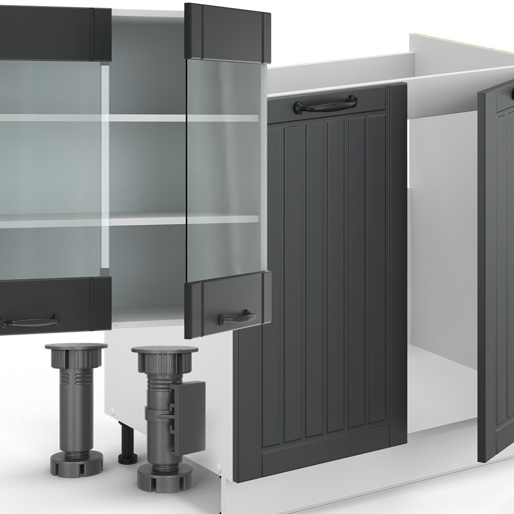 Vicco Küche Fame-Line 300 cm Küchenzeile Landhaus Küchenblock Einbau Anthrazit