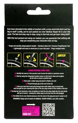 Kit de Mèches de Réparation Tubeless Muc-Off Puncture Plug Outil   10 Mèches