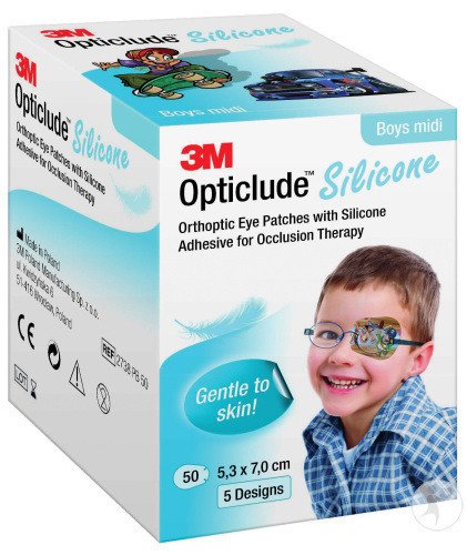 3M Opticlude Silicone Pansements Orthoptiques Boy Midi 50 Pièces