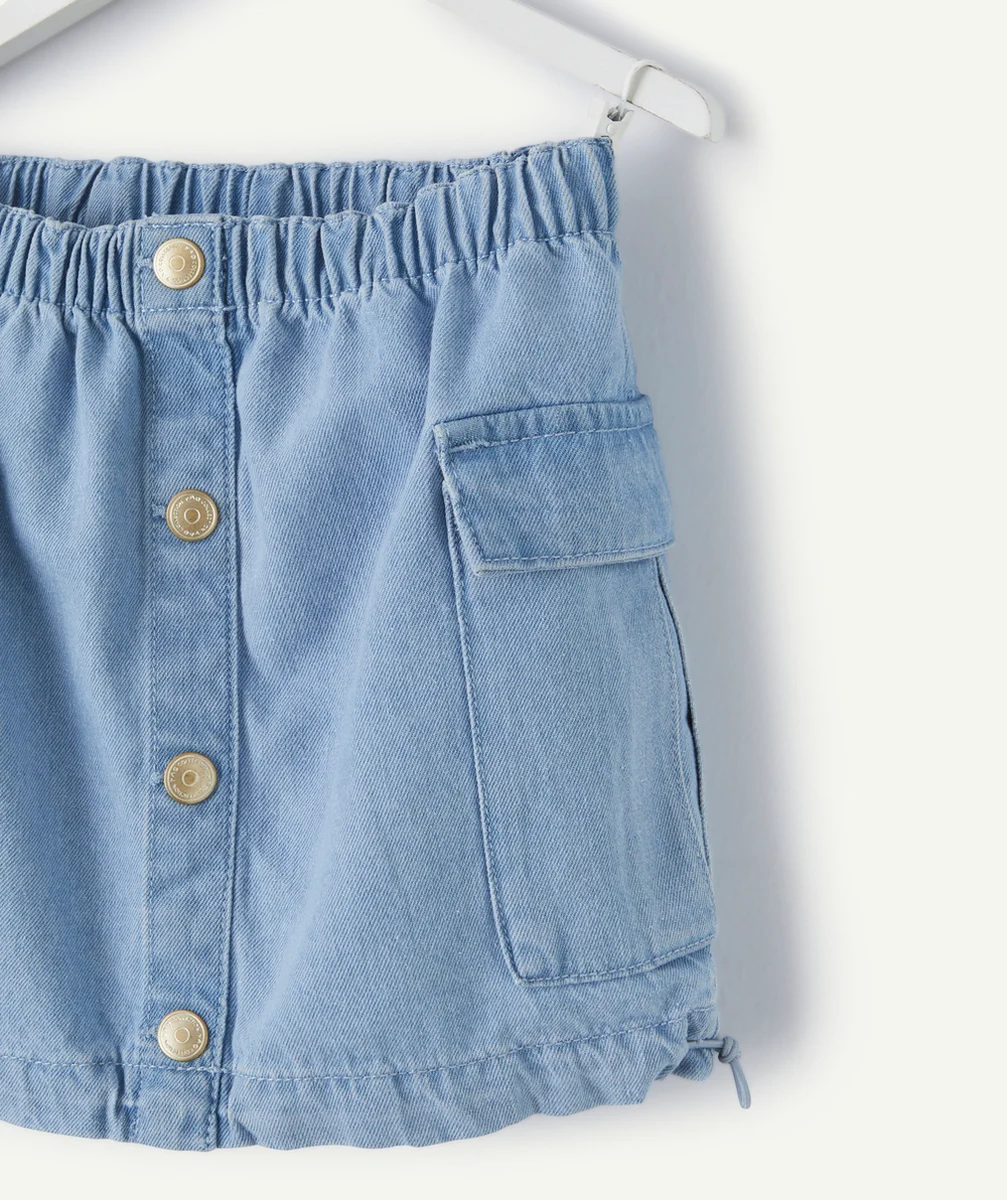 JUPE PARACHUTE FILLE EN DENIM LOW IMPACT AVEC POCHES CARGO