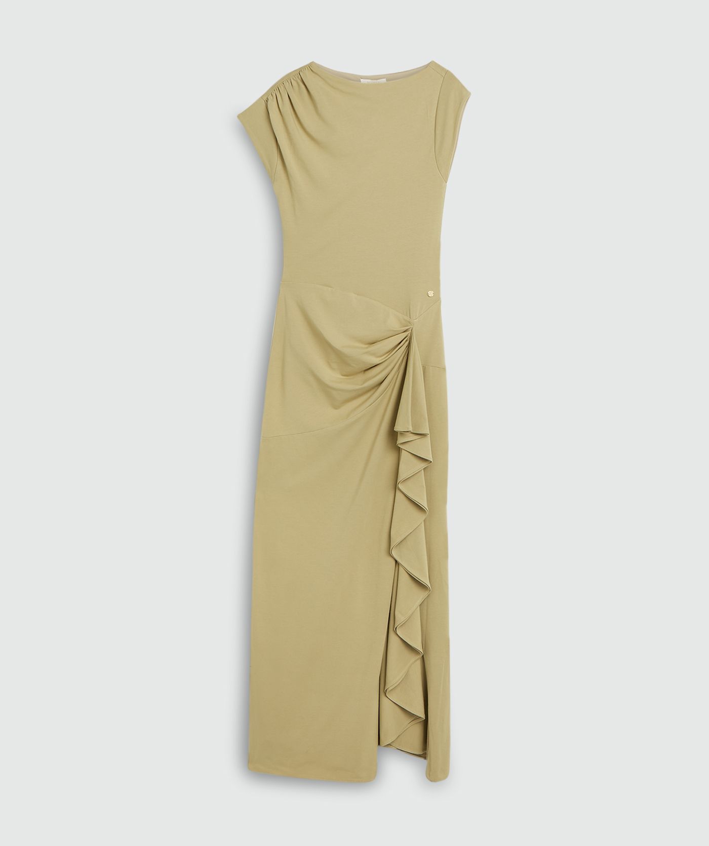 JV-ZYLAS slim fit maxi jurk met ruffles - dark pistachio