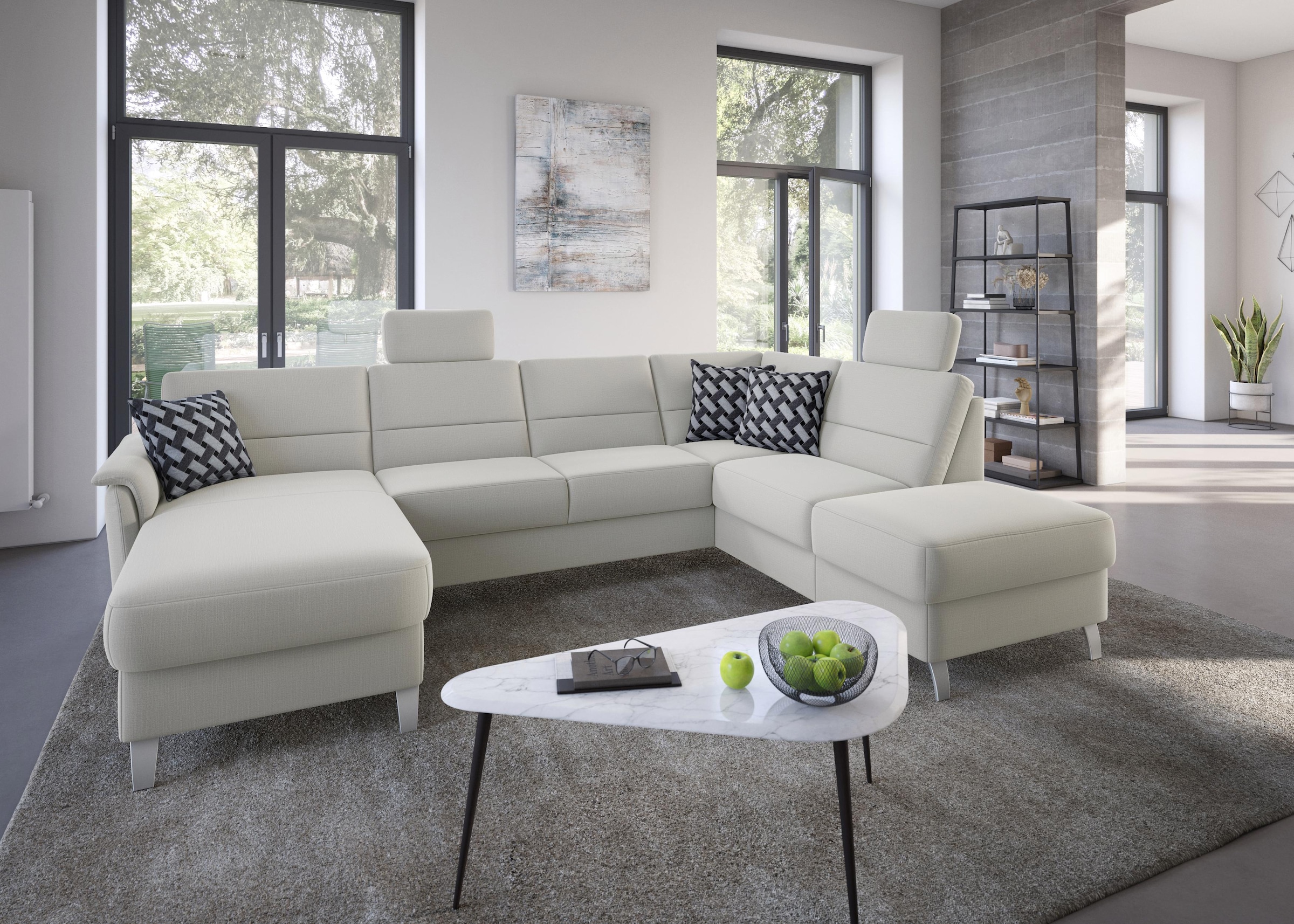 sit&more Wohnlandschaft »Palmera U-Form, B: 308 cm« optional Bettfunktion & Bettkasten, Federkern