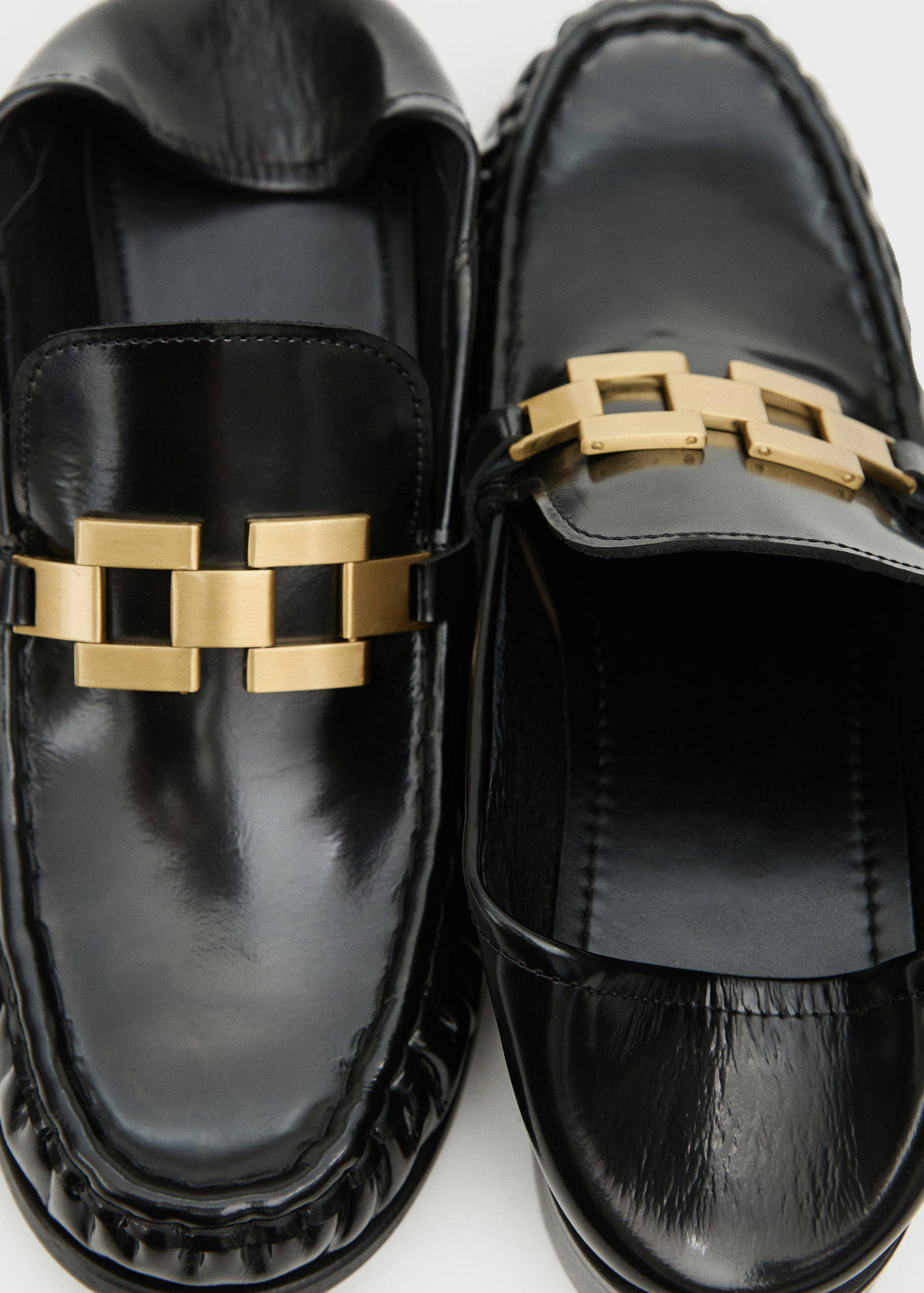 Mango leren mocassins zwart