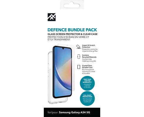 Defence Bundle Glass/Clear Case Samsung A34 5G