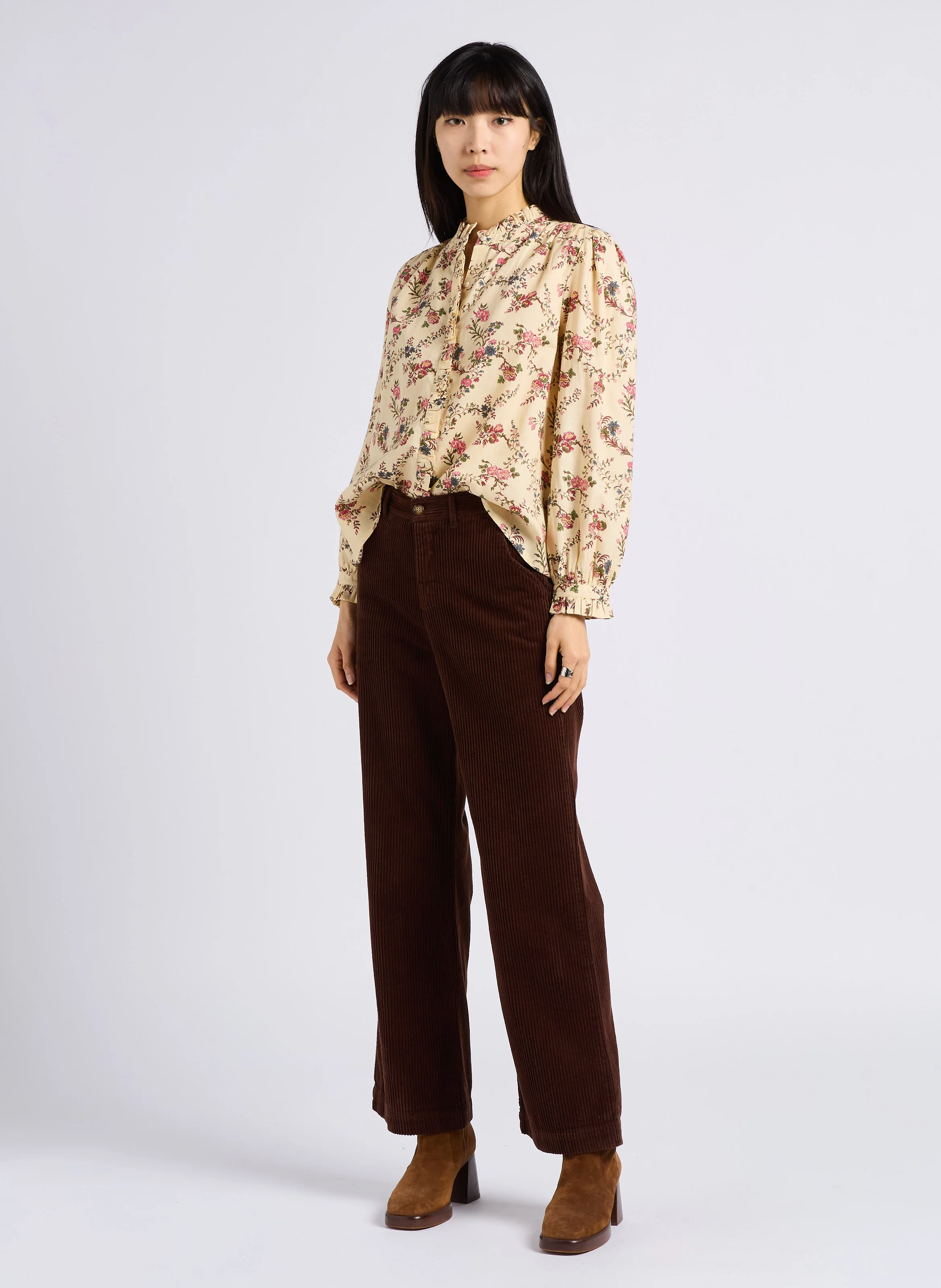 ANELLE - Pantalon en velours côtelé | Marron