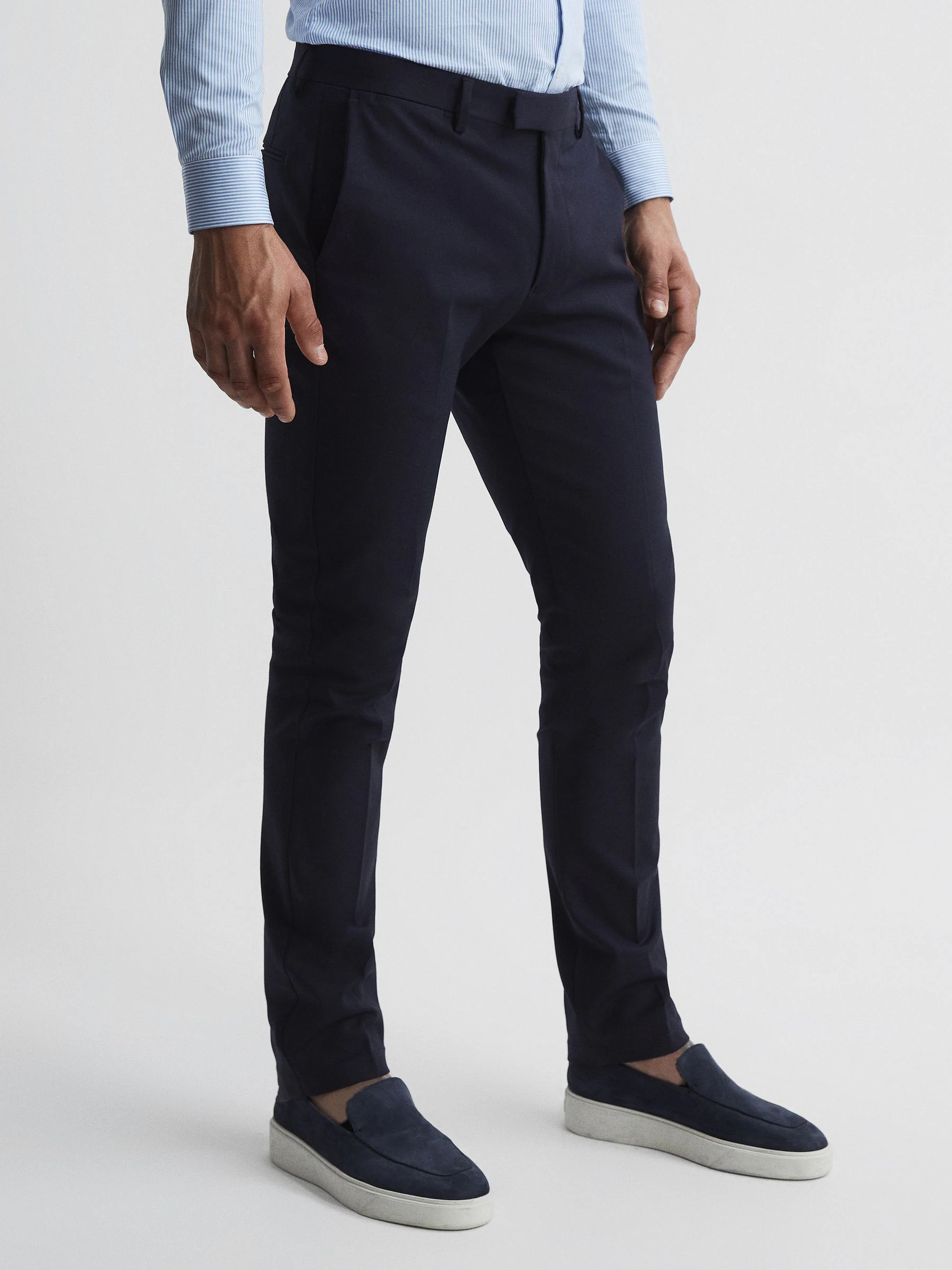 Marineblauw - Reiss slim-fit Eastbury chino