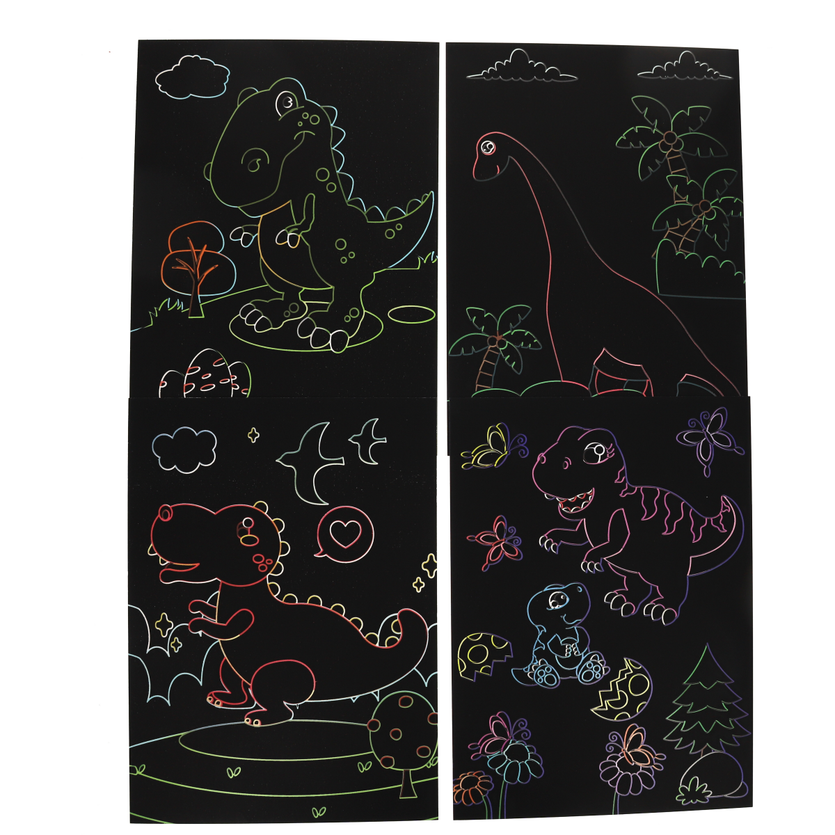 Lot de 9 cartes de coloriages à gratter dinosaures Mercredi et Patati