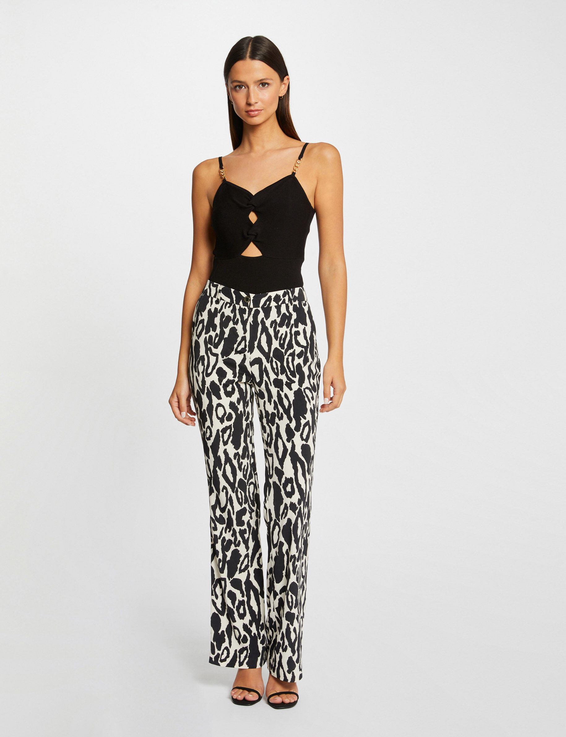 Pantalon droit imprimé animalier multico femme - multico