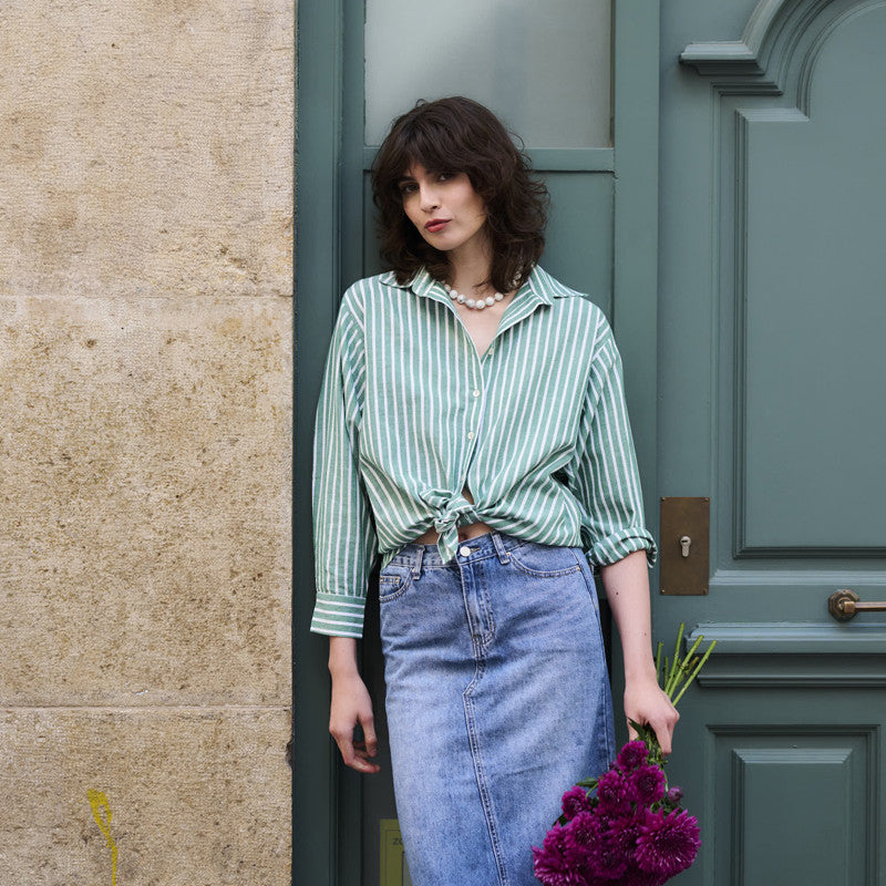 Pyjamaoberteil gestreift Green