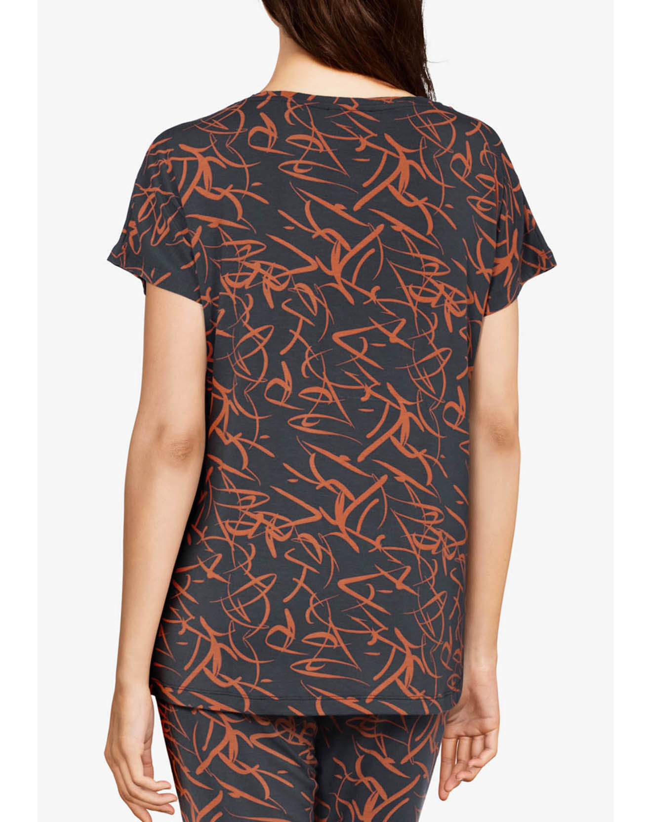 Femilet T-Shirt de pyjama Volcano imprimé noir/orange