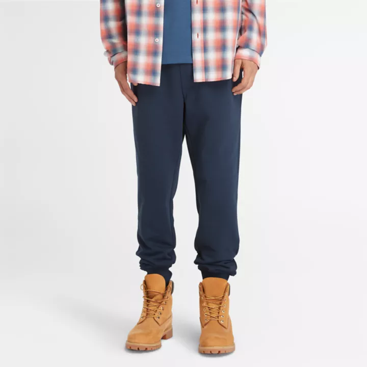 Pantalon de survêtement à envers bouclé pour homme en bleu marine
