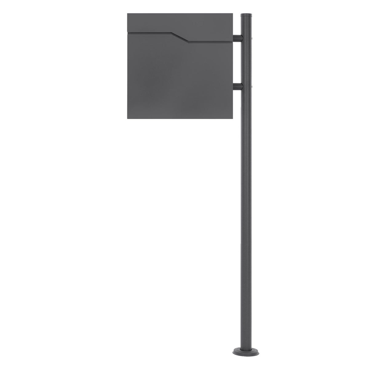ECD Germany vrijstaande brievenbus met krantenvak, design brievenbus met post, brievenbussysteem, brievenbusstandaard antraciet 120cm roestvrij staal, brievenbus antraciet 37x37cm gepoedercoat roestvrij staal