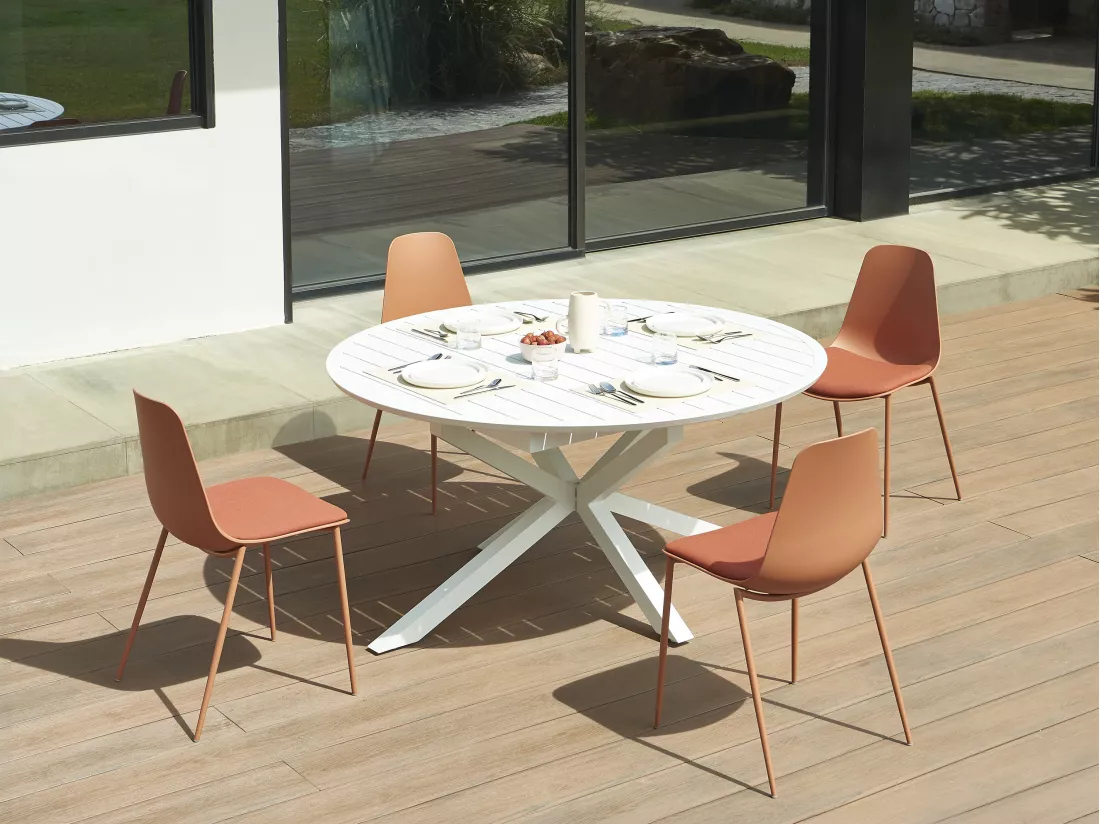Lot de 4 chaises de jardin en polypropylène et métal - Terracotta - NEGERI de MYLIA