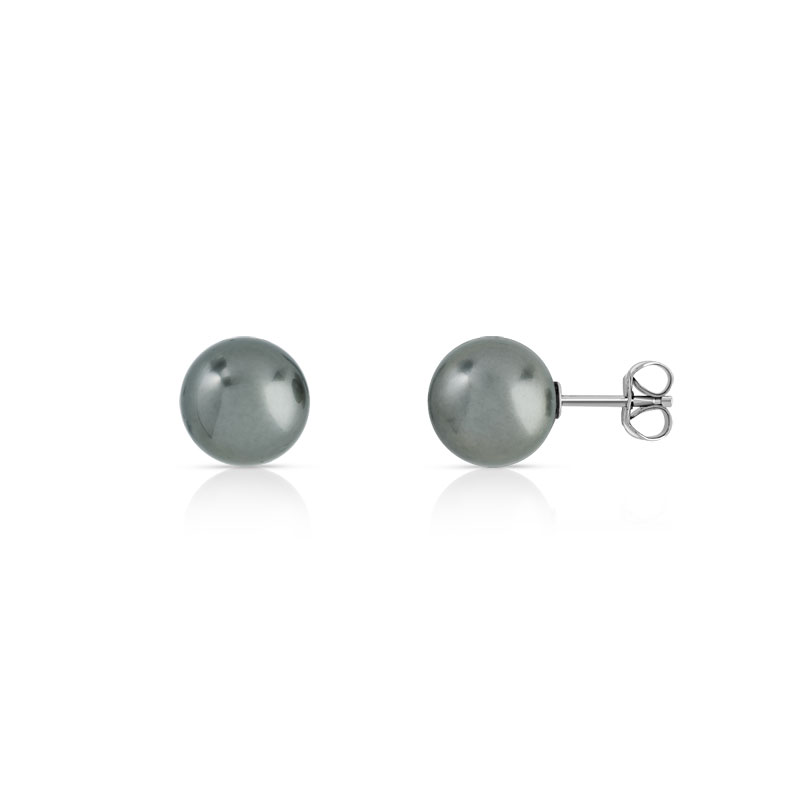 Boucles d'oreilles or 375 blanc perles de cultures de Tahiti