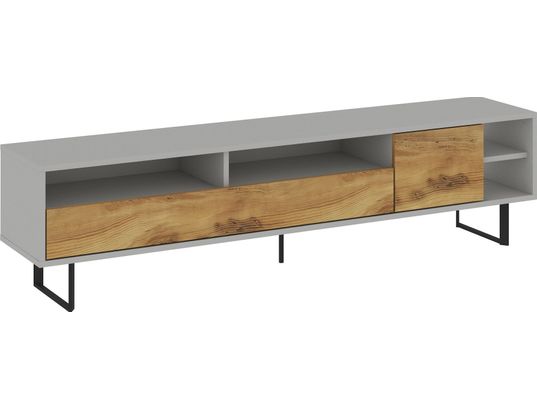 CONCEPT1 - Meuble TV Luga gris chene 180 x 29,8 x h44,7 cm