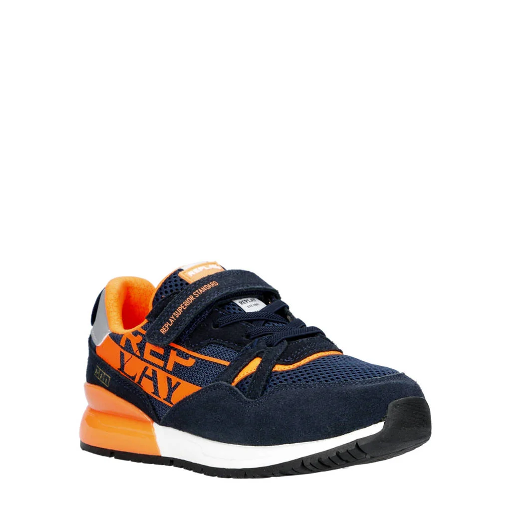 REPLAY Shoot jr 11suède sneakers donkerblauw