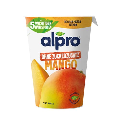 Alpro Soja-Joghurtalternative mit mehr Frucht und ohne Zuckerzusatz Mango