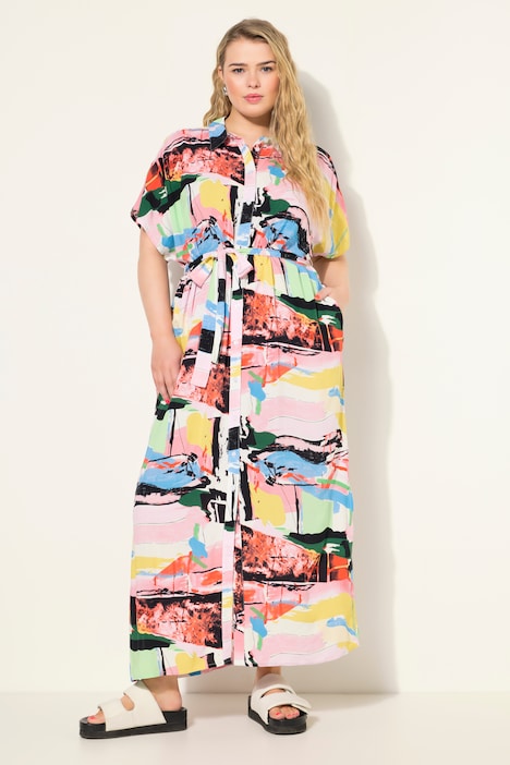 Hemdblusen-Maxikleid, oversized, Color-Print