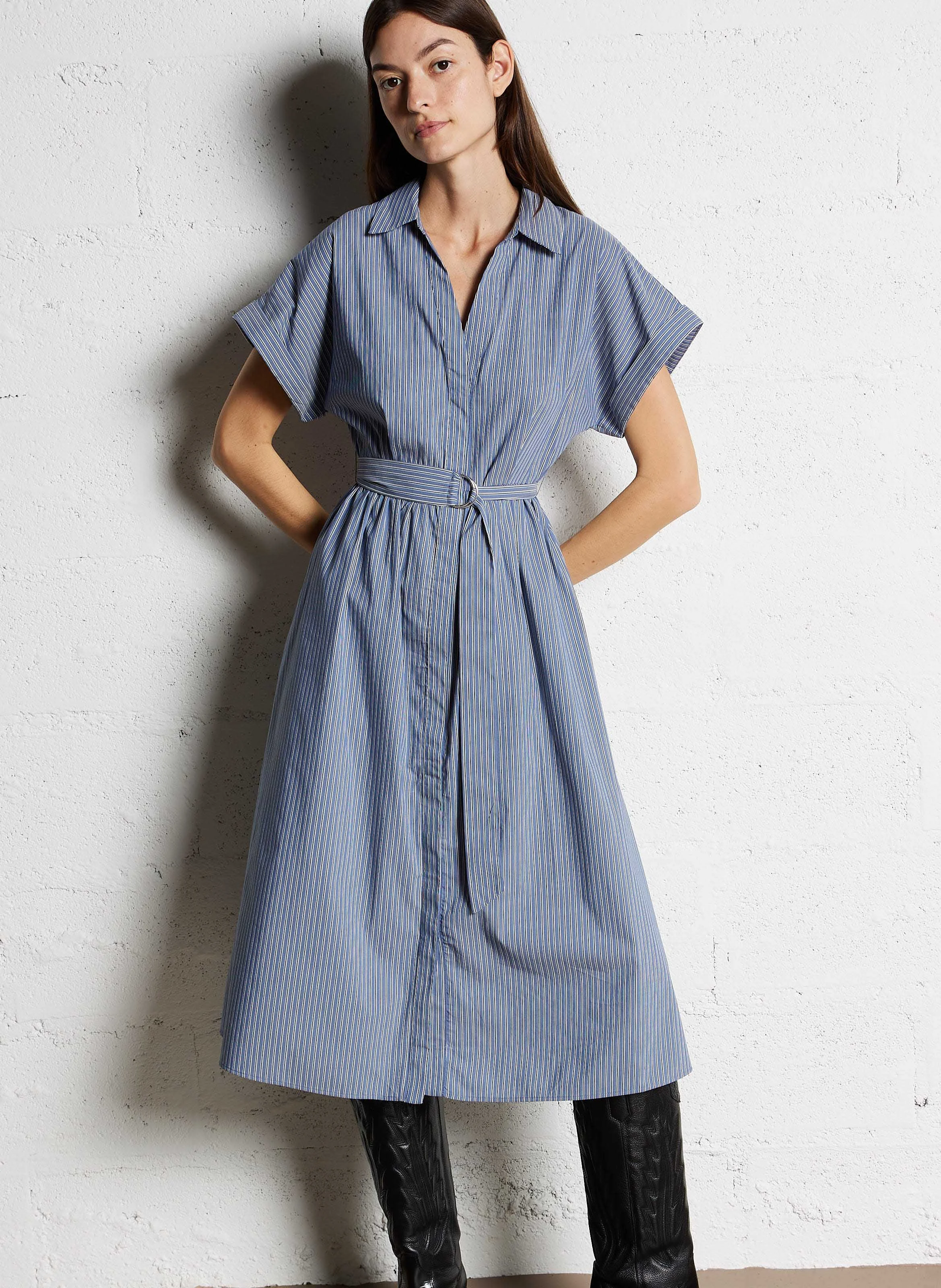 MARINA - Robe chemise cintrée en coton | Violet