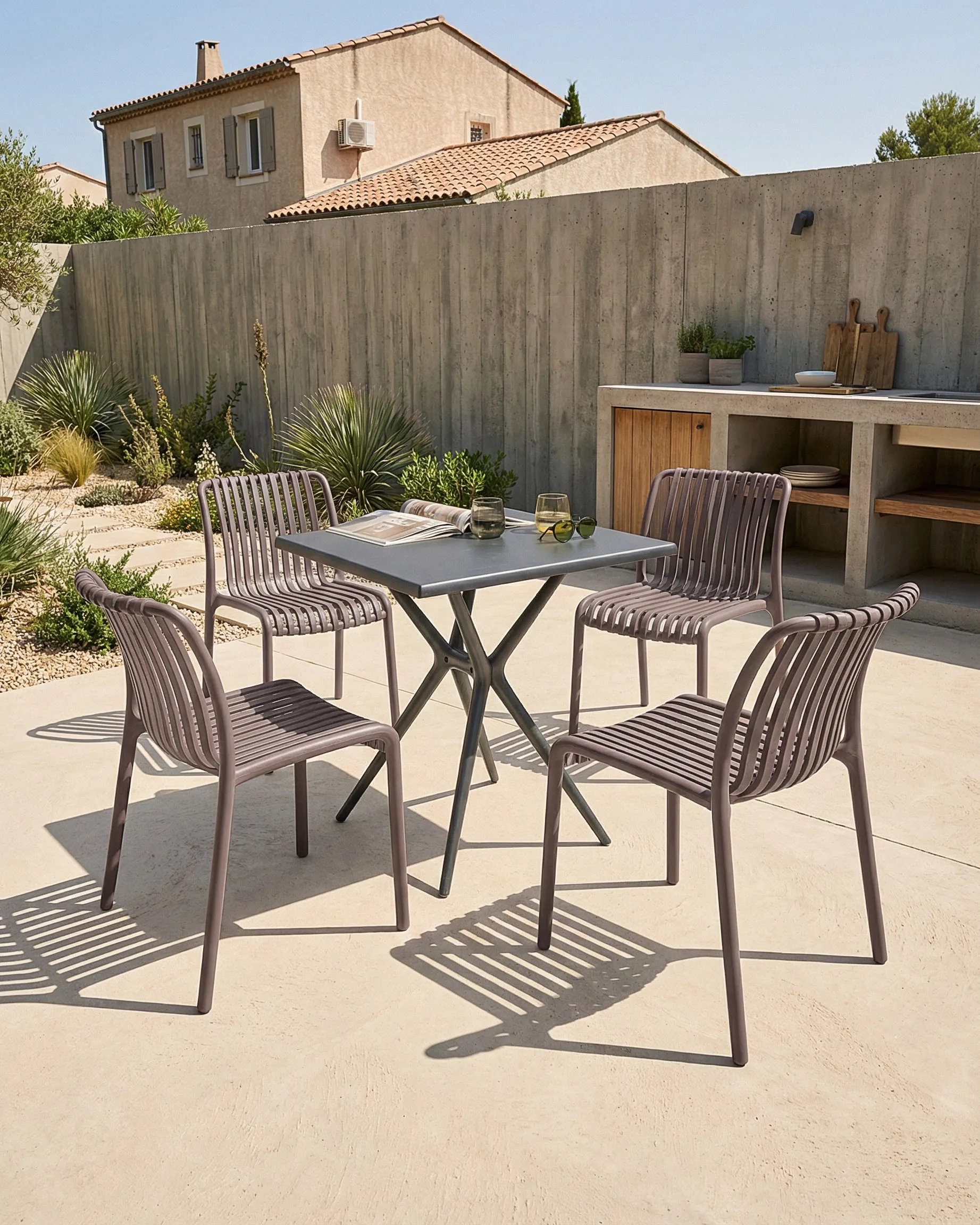 Set van 4 tuinstoelen ARICCIA Bruin