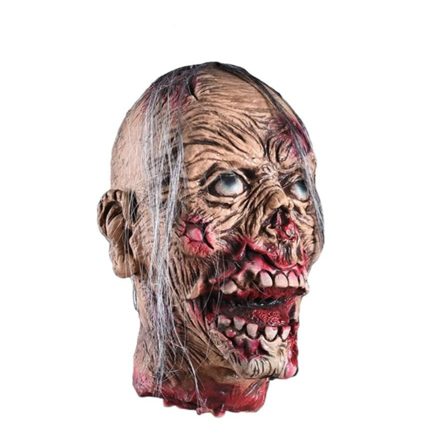 (26x21cm) Latex Halloween Dekoration Party Grusel Accessoire zum Aufhängen - Blutiger Zombie Kopf