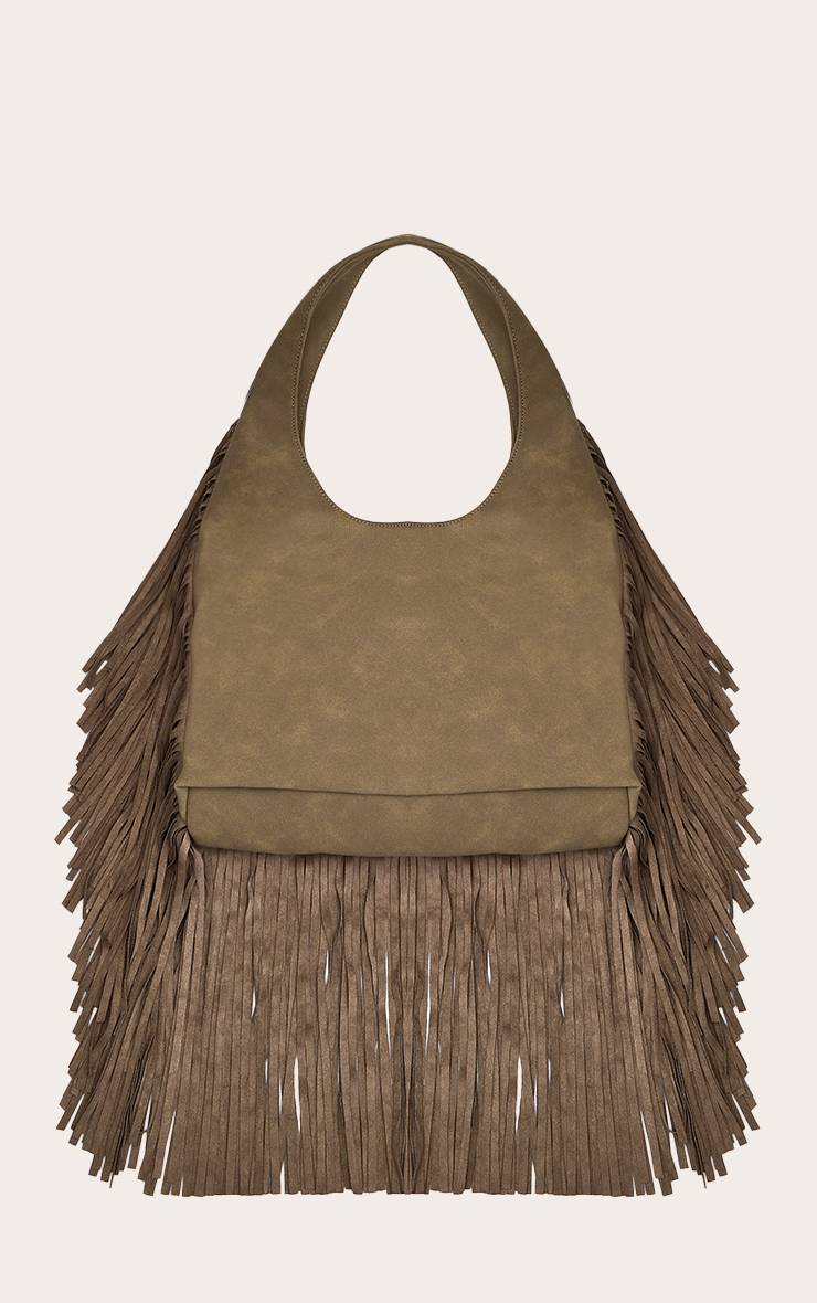 Kaki Sac Cabas À Franges Western En Synthétique