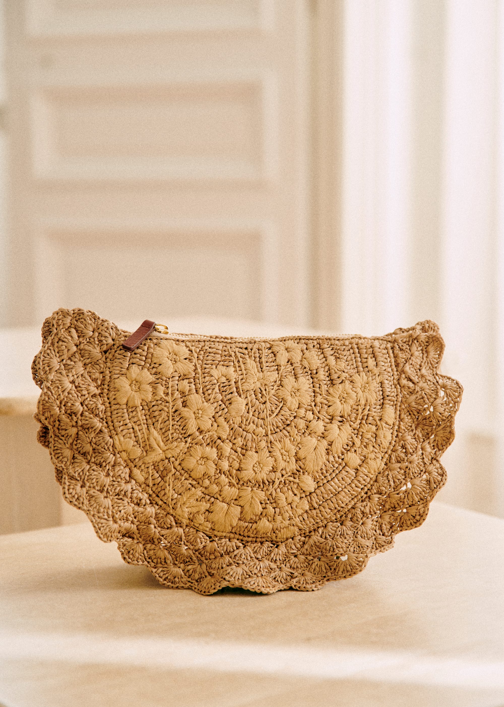Pochette Mini Mila - Naturel foncé broderie fleurs - SACS/NEW SACS Nos Paniers 5906407