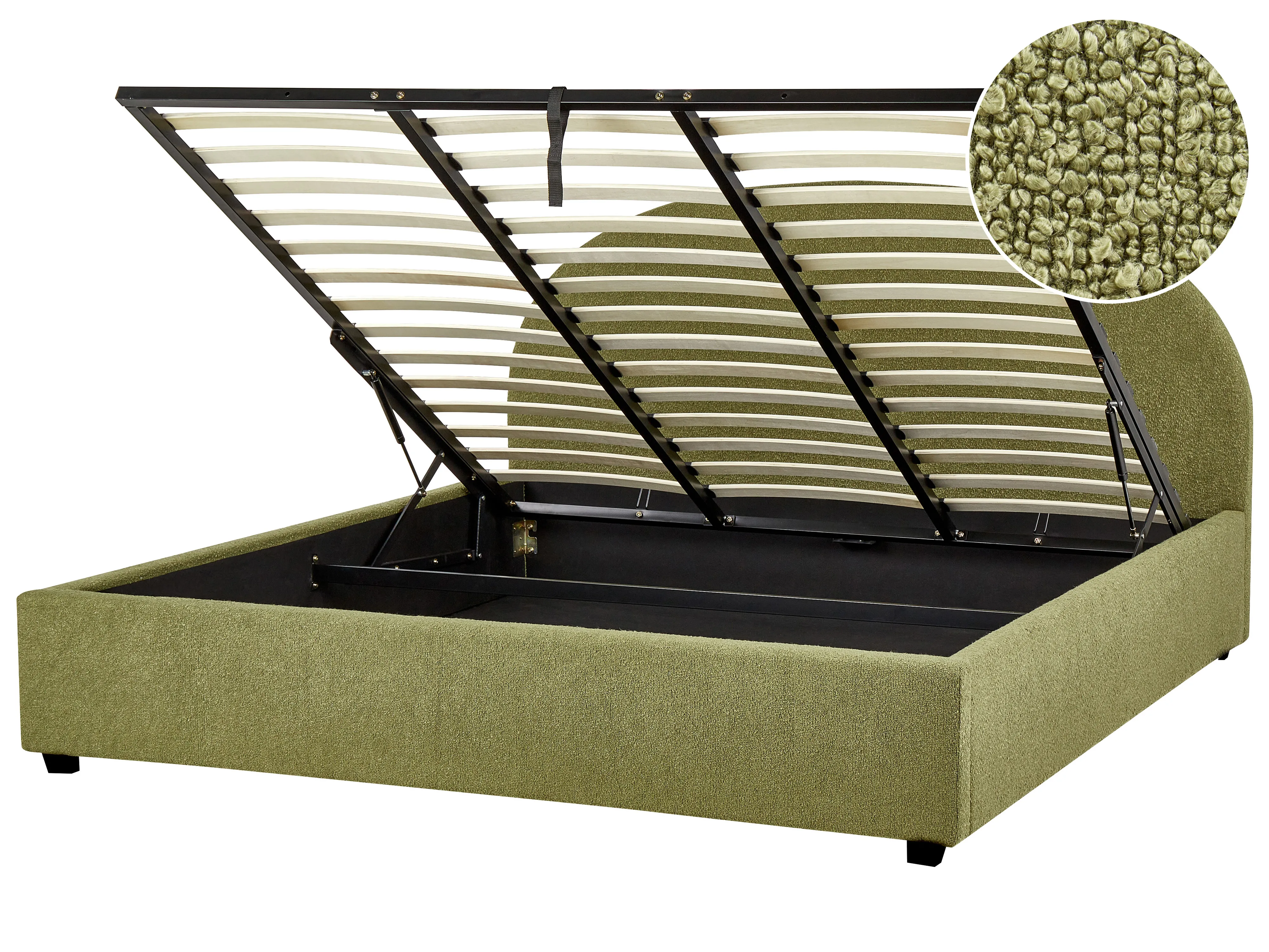 Bed met opbergruimte Bouclé VAUCLUSE 180 x 200 cm Olijfgroen