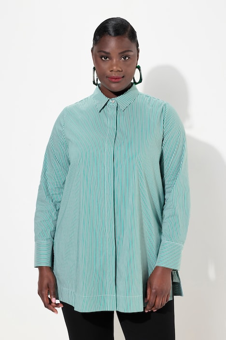 Hemdbluse, Streifen, Hemdkragen, Langarm