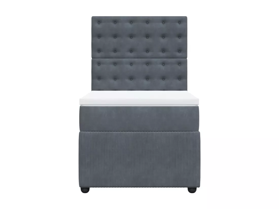 Sommier à lattes de lit et matelas Gris foncé 90x190 cm Velours