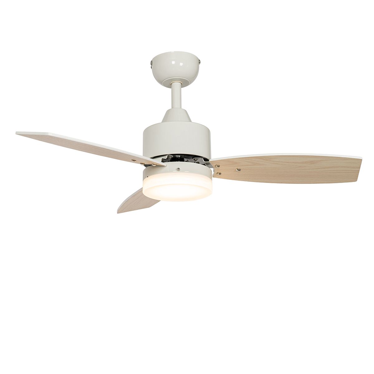 Plafondventilator voor buiten wit met hout print 91.3cm incl. LED dimbaar met afstandsbediening IP44 - Toledo