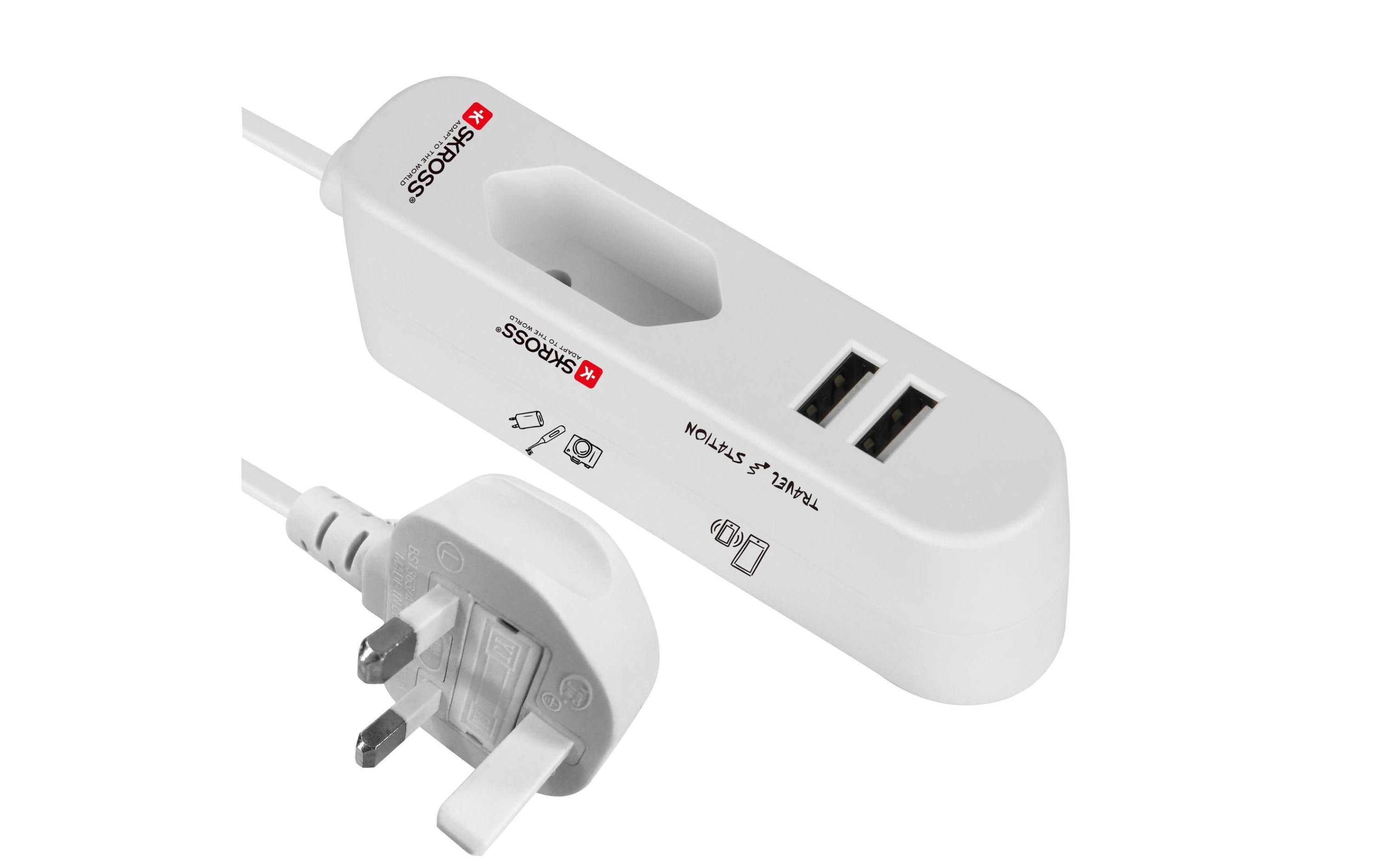 Steckdosenleiste Travel Station 1x T11, 2x USB UK-SteckerSkross Travel Station