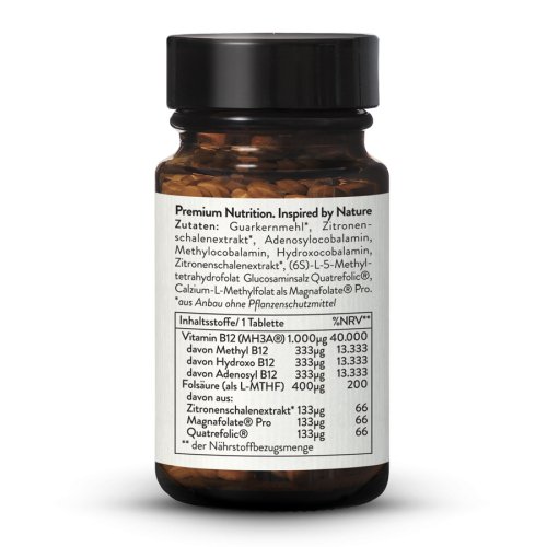 Sunday Natural Products  Vitamin B12 Mh3a ®+ Folsäure (folat)1000µg + 400µg